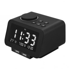 Digital Radio Desktop LCD Alarm Clock with Thermometer USB Charging